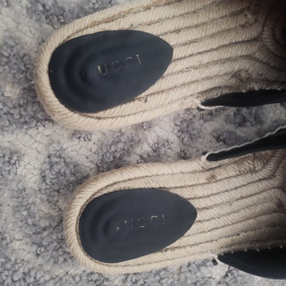 Gucci Marmot Espadrilles size 41 Like US size 9.5 Authentic Black and Go… - Picture 7 of 11